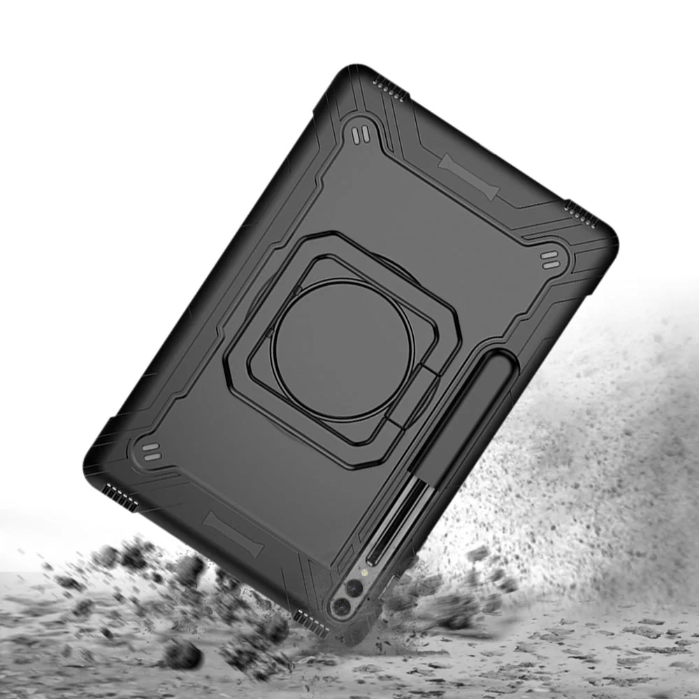 KON-SS-X810 | Samsung Galaxy Tab S9 FE+ S9 FE Plus SM-X610 X616 X618 | Rugged case with kick-stand & pencil Holder & folding grip - Image 2