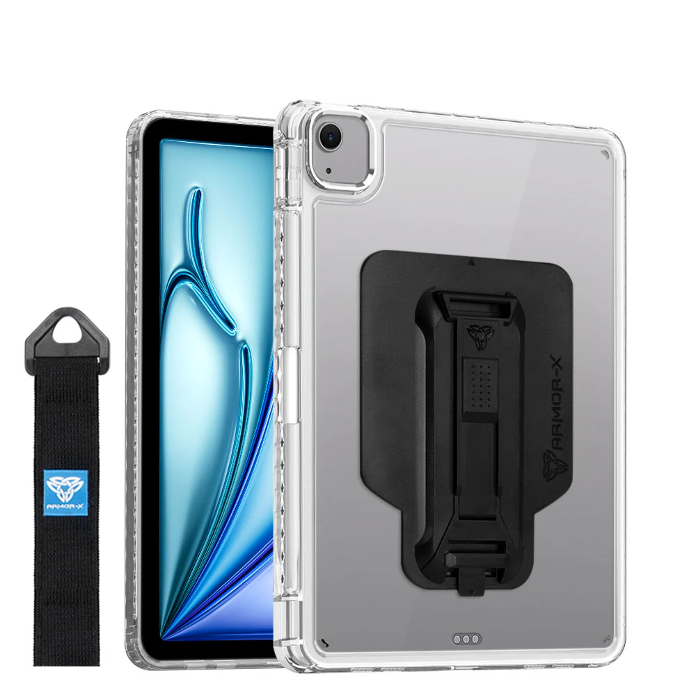 KXS-iPad-A5 | iPad Air 11 (M2) / (M3) / (M4) | Transparent Protective Rugged Case with hand strap & kick-stand & X-Mount - Image 5