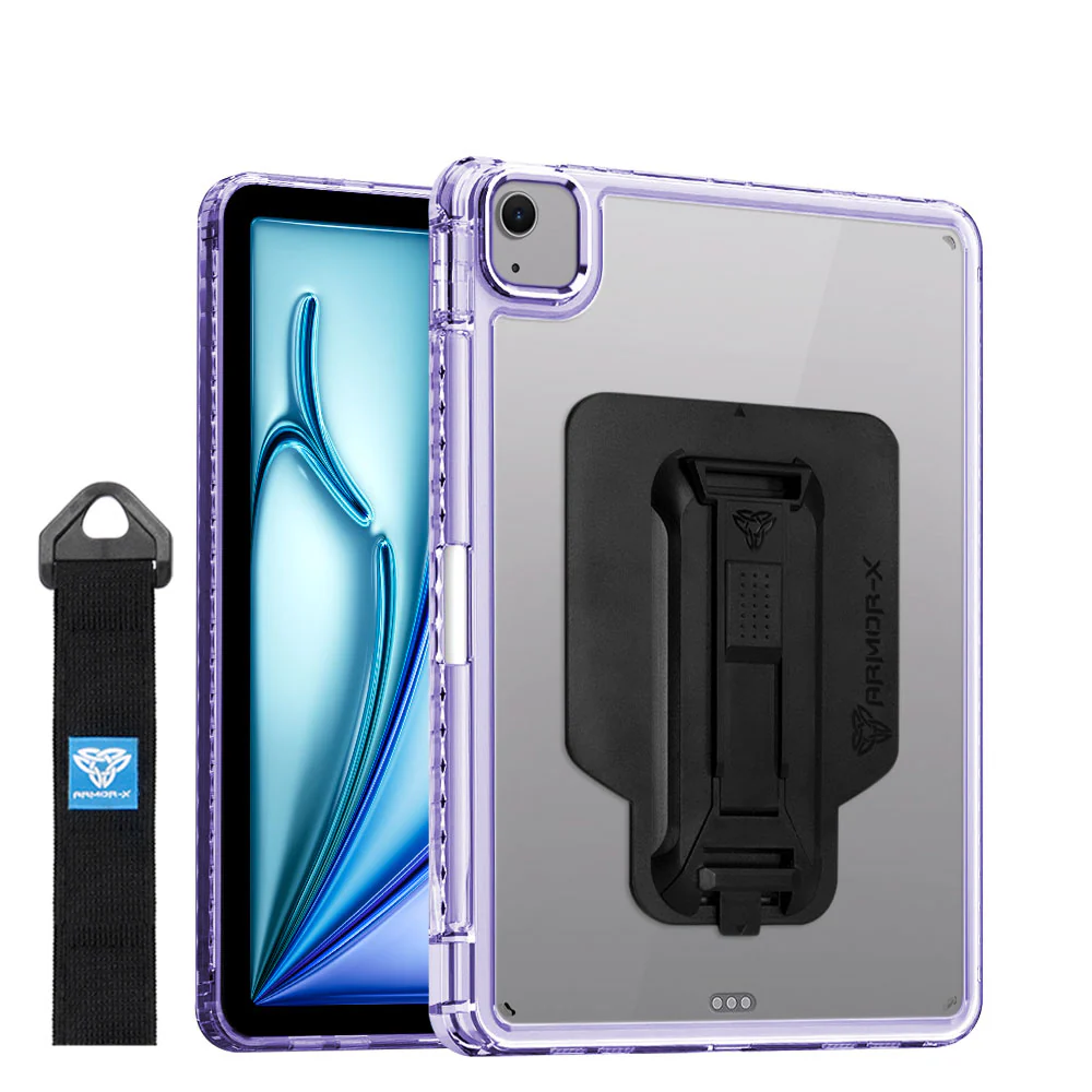 KXS-iPad-A5 | iPad Air 11 (M2) / (M3) / (M4) | Transparent Protective Rugged Case with hand strap & kick-stand & X-Mount - Image 7