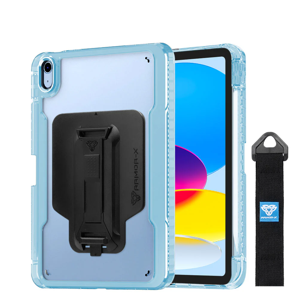 KXS-iPad-N5 | iPad 10.9 (10th Gen.) | Transparent Protective Rugged Case with hand strap & kick-stand & X-Mount - Image 6