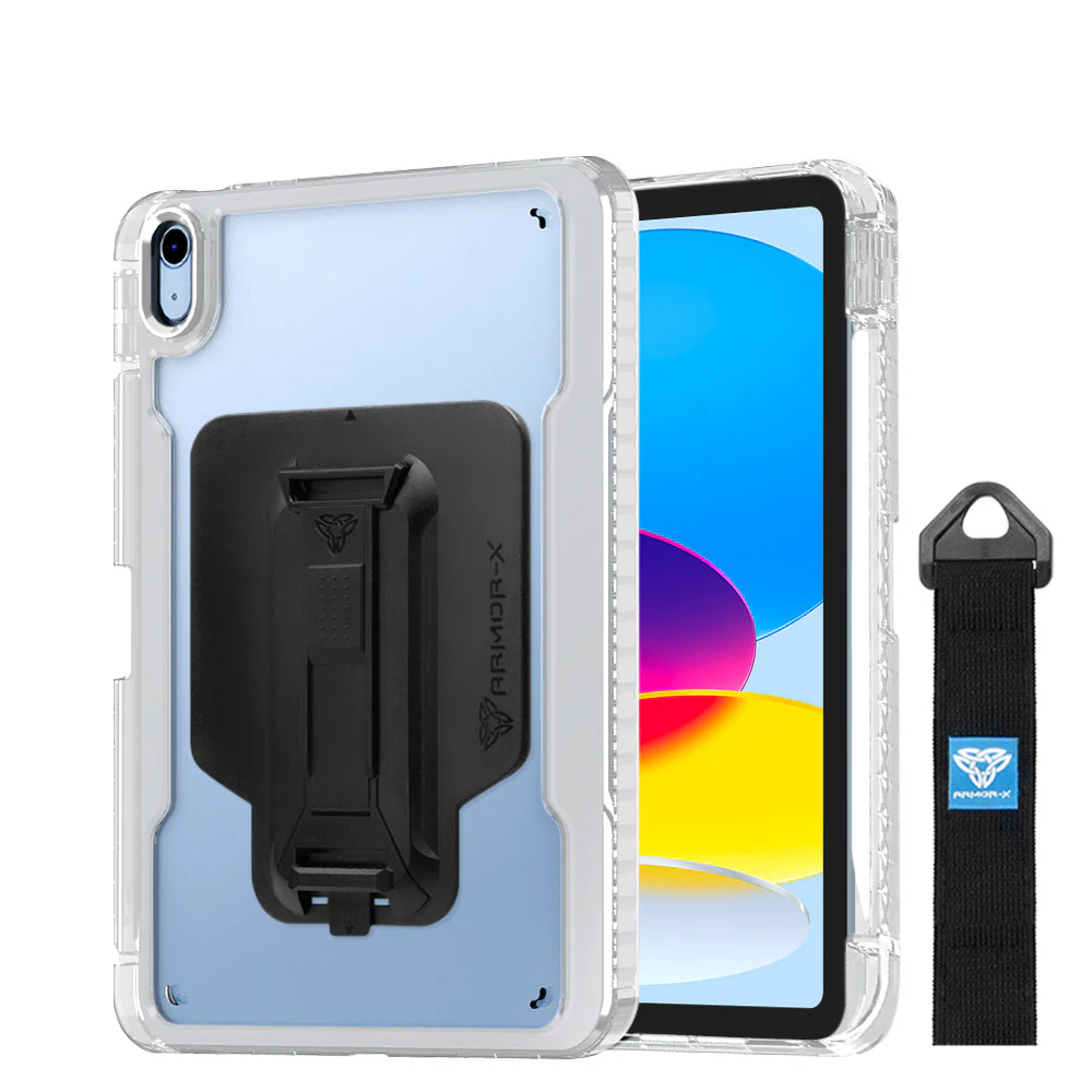 KXS-iPad-N5 | iPad 11-Inch (11th Gen / A16) | Transparent Protective Rugged Case with hand strap & kick-stand & X-Mount - Image 5