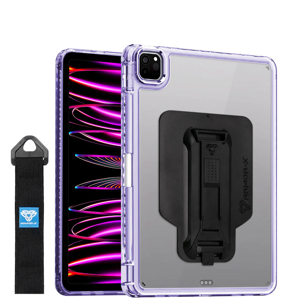 KXS-iPad-PR6 | iPad Pro 11 ( 1st / 2nd / 3rd / 4th Gen. ) 2018 / 2020 / 2021 / 2022 | Transparent Protective Rugged Case with hand strap & kick-stand & X-Mount - Image 7