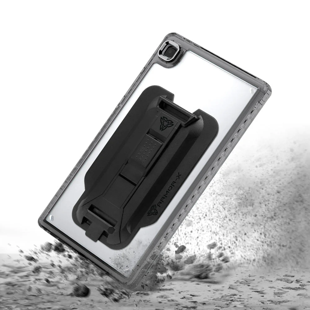 KXS-SS-T225 | Samsung Galaxy Tab A7 Lite SM-T225 / SM-T220 / SM-T225N / SM-T227U | Transparent Protective Rugged Case with hand strap & kick-stand & X-Mount - Image 2
