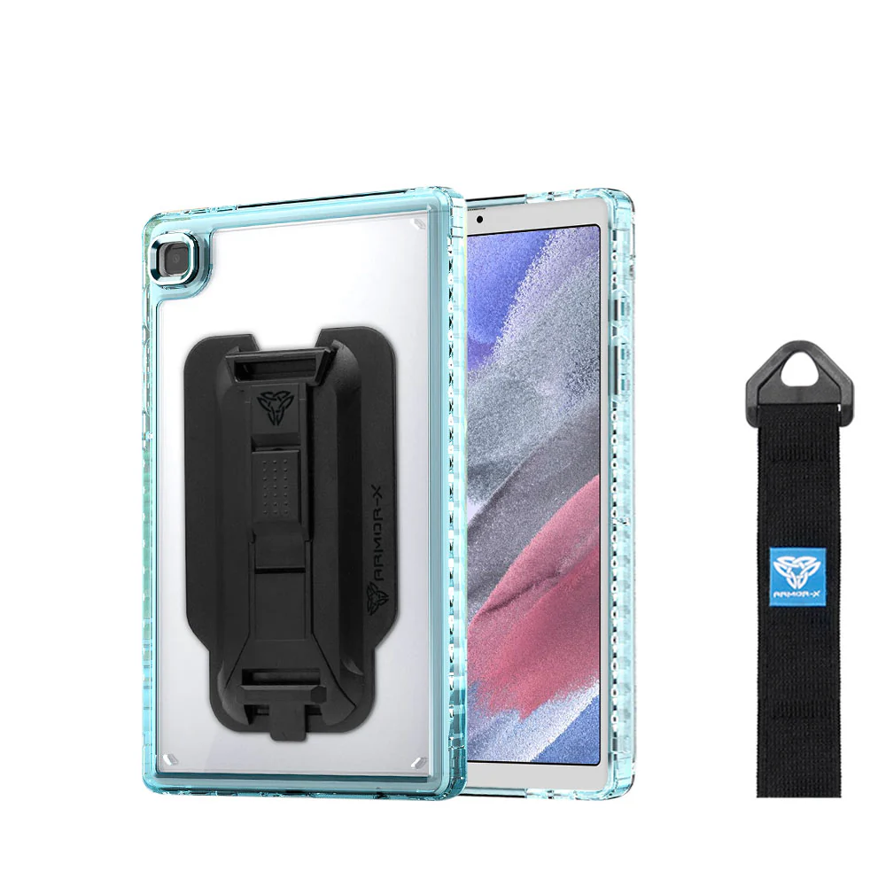 KXS-SS-T225 | Samsung Galaxy Tab A7 Lite SM-T225 / SM-T220 / SM-T225N / SM-T227U | Transparent Protective Rugged Case with hand strap & kick-stand & X-Mount - Image 6