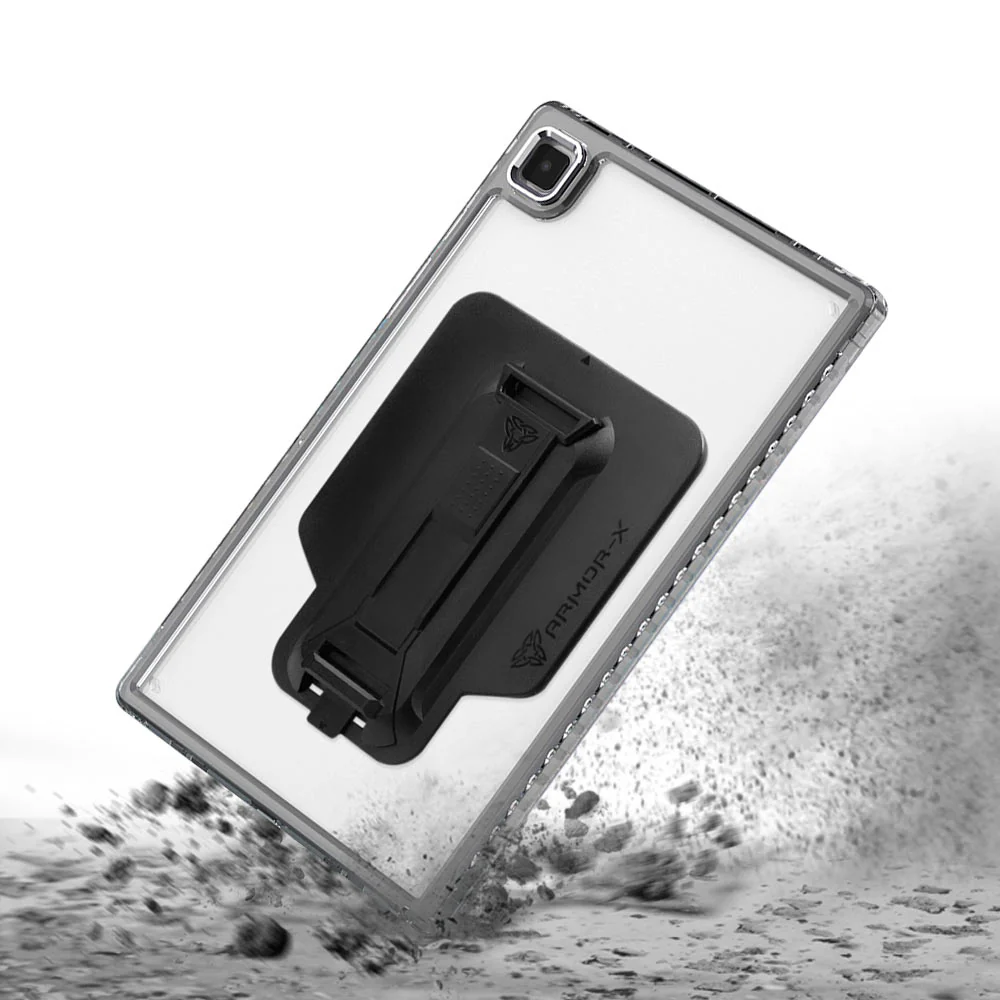KXS-SS-T500 | Samsung Galaxy Tab A7 10.4 SM-T500 T505 T507 (2020) / A7 10.4 SM-T509 (2022) | Transparent Protective Rugged Case with hand strap & kick-stand & X-Mount - Image 2
