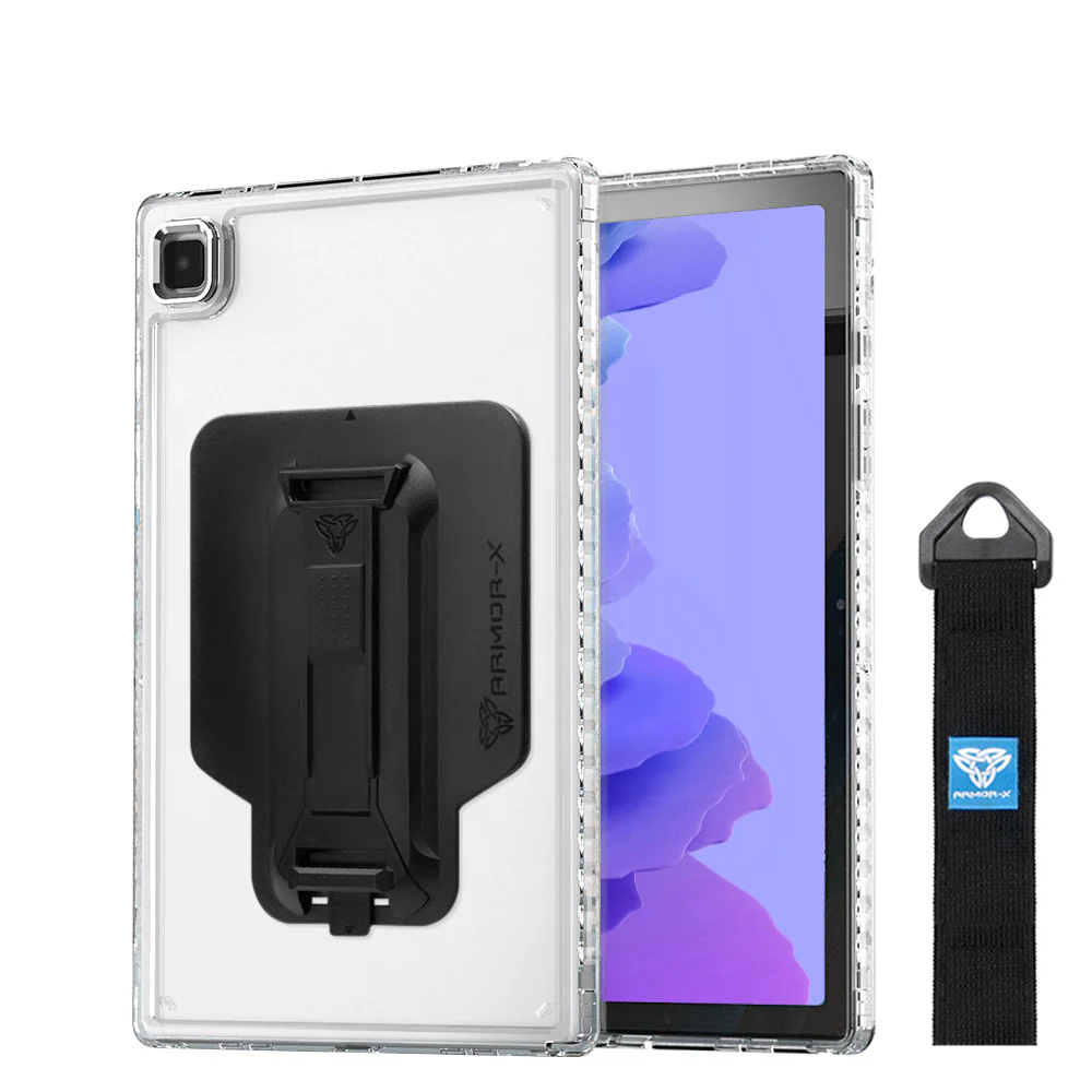 KXS-SS-T500 | Samsung Galaxy Tab A7 10.4 SM-T500 T505 T507 (2020) / A7 10.4 SM-T509 (2022) | Transparent Protective Rugged Case with hand strap & kick-stand & X-Mount - Image 5