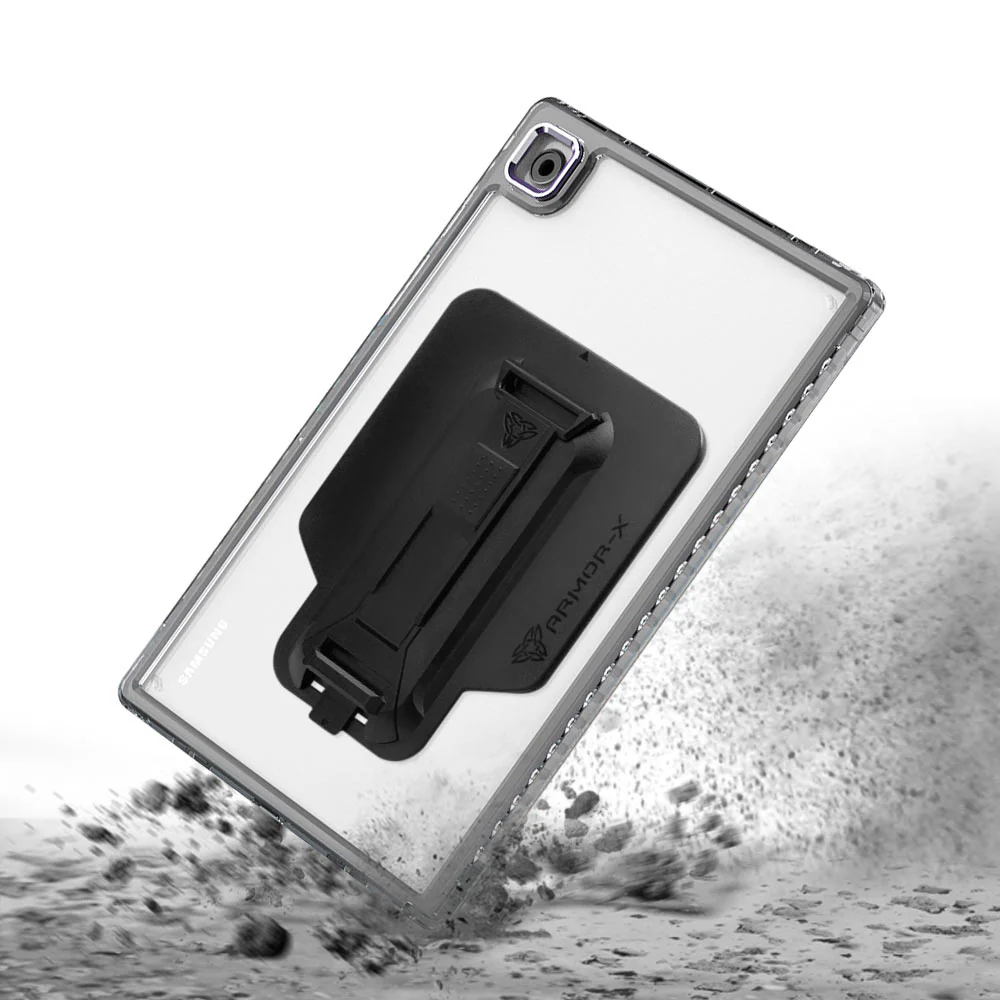 KXS-SS-X205 | Samsung Galaxy Tab A8 SM-X200 / X205 | Transparent Protective Rugged Case with hand strap & kick-stand & X-Mount - Image 2