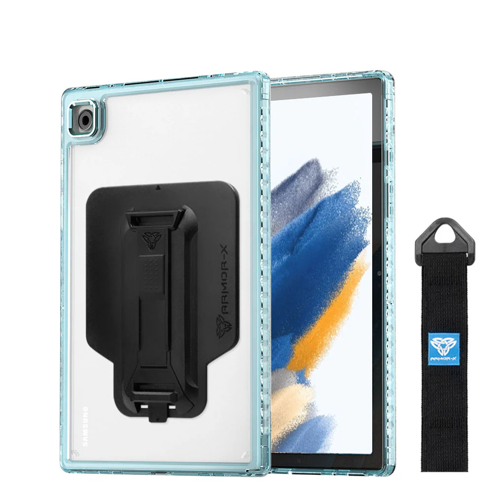 KXS-SS-X205 | Samsung Galaxy Tab A8 SM-X200 / X205 | Transparent Protective Rugged Case with hand strap & kick-stand & X-Mount - Image 6