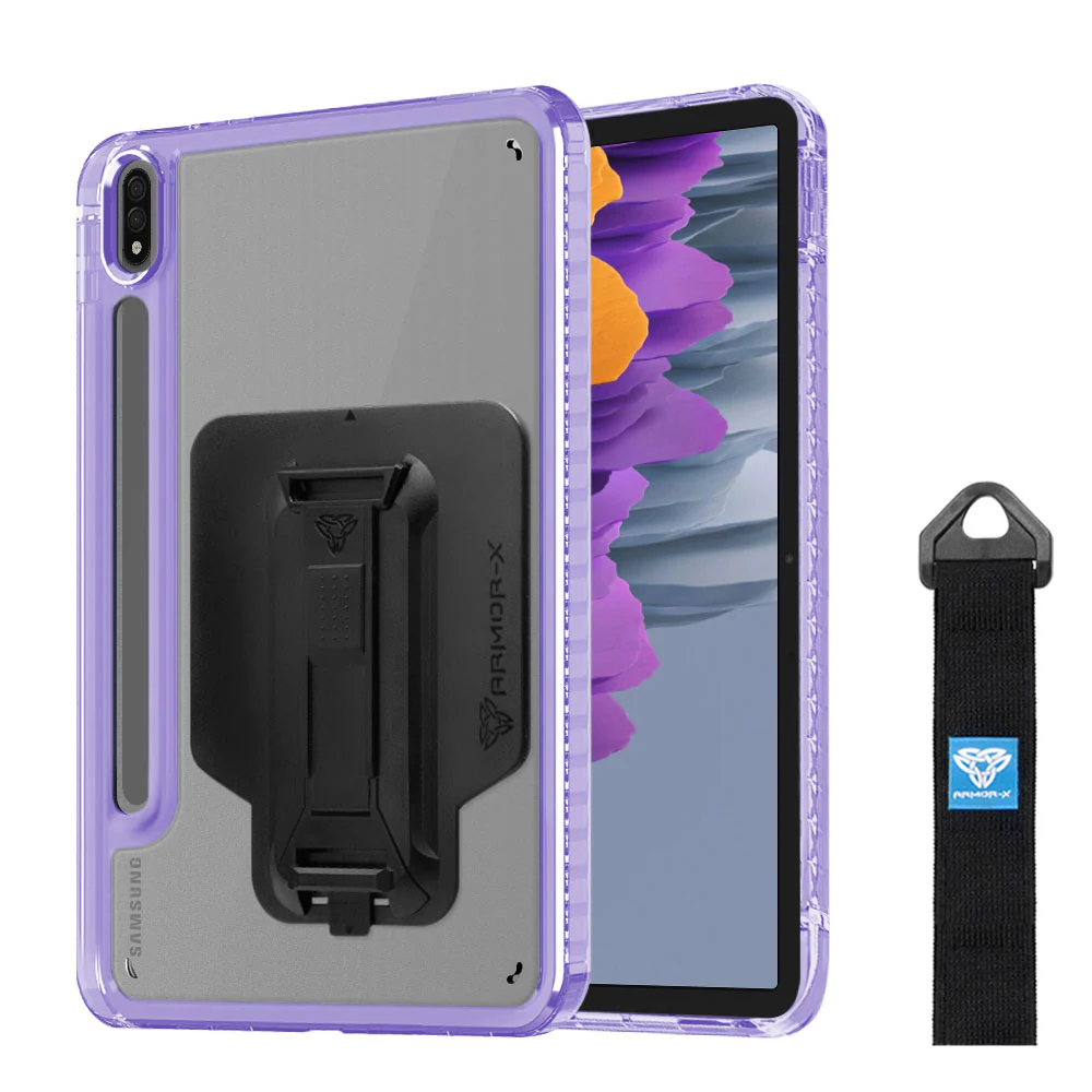 KXS-SS-X700 | Samsung Galaxy Tab S7 SM-T870 / SM-T875 / SM-T876B | Transparent Protective Rugged Case with hand strap & kick-stand & X-Mount - Image 7