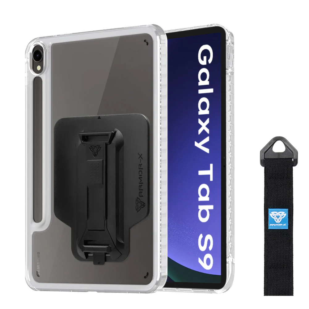 KXS-SS-X710 | Samsung Galaxy Tab S9 SM-X710 / X716 / X718 | Transparent Protective Rugged Case with hand strap & kick-stand & X-Mount - Image 5