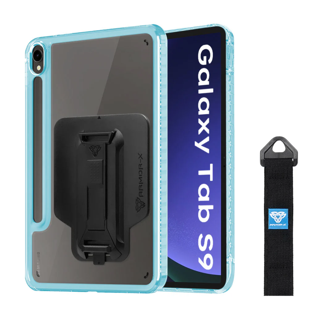 KXS-SS-X710 | Samsung Galaxy Tab S9 SM-X710 / X716 / X718 | Transparent Protective Rugged Case with hand strap & kick-stand & X-Mount - Image 6