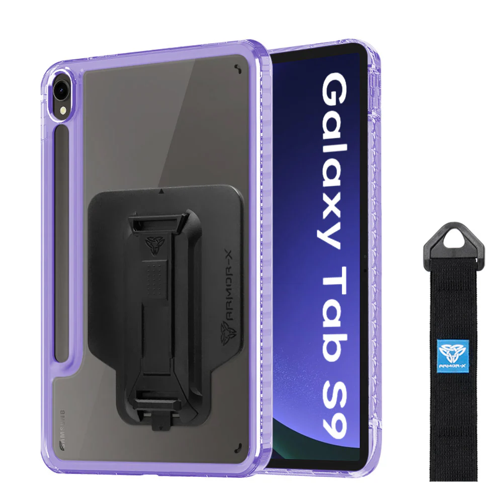 KXS-SS-X710 | Samsung Galaxy Tab S9 SM-X710 / X716 / X718 | Transparent Protective Rugged Case with hand strap & kick-stand & X-Mount - Image 7