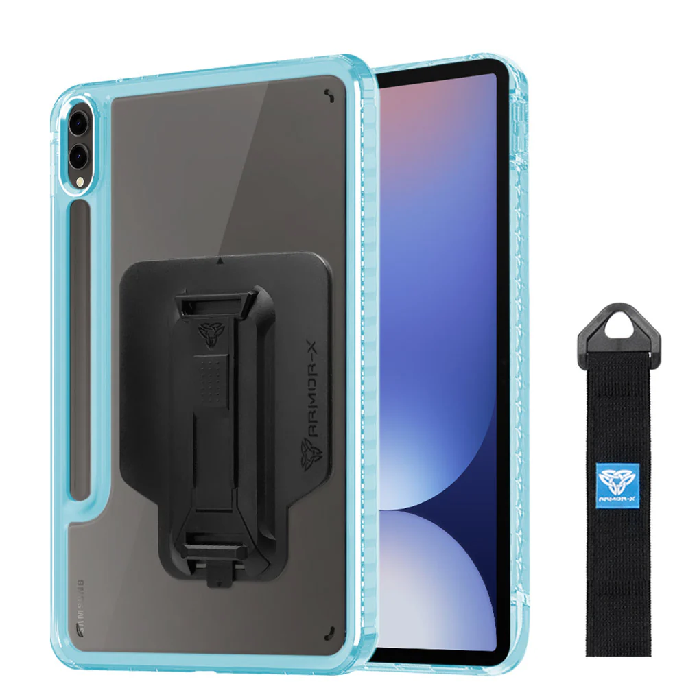KXS-SS-X810 | Samsung Galaxy Tab S10+ S10 Plus SM-X820 / X826B | Transparent Protective Rugged Case with hand strap & kick-stand & X-Mount - Image 6