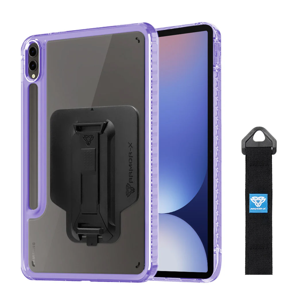 KXS-SS-X810 | Samsung Galaxy Tab S10+ S10 Plus SM-X820 / X826B | Transparent Protective Rugged Case with hand strap & kick-stand & X-Mount - Image 7