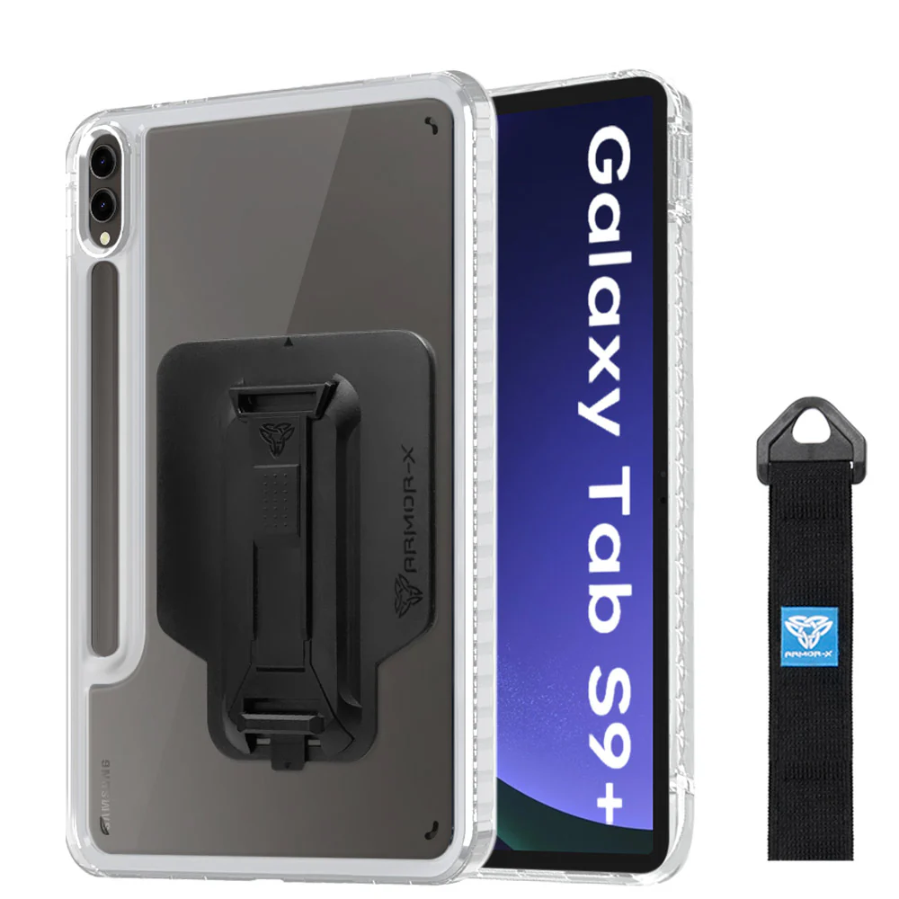 KXS-SS-X810 | Samsung Galaxy Tab S9+ S9 Plus SM-X810 / X816 / X818 | Transparent Protective Rugged Case with hand strap & kick-stand & X-Mount - Image 5