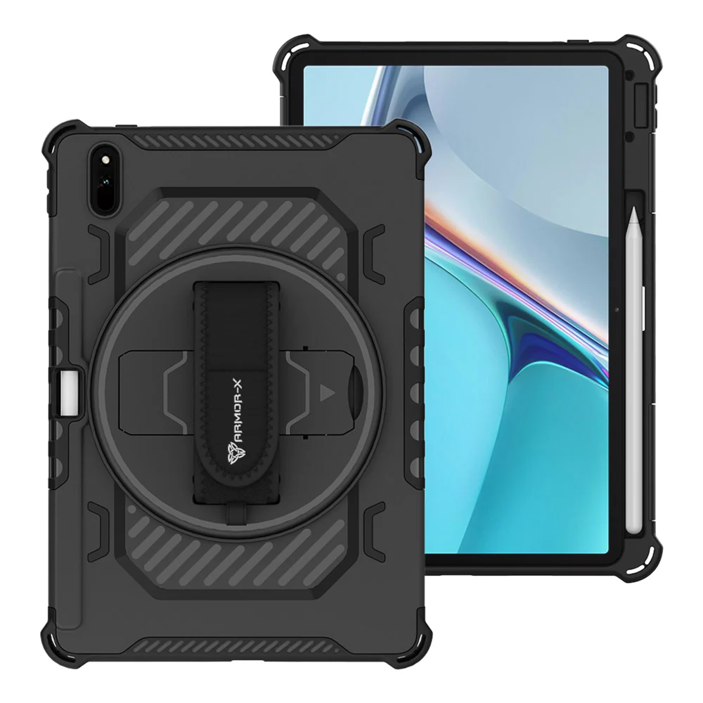LGN-HW-MTP_DBY | Huawei MatePad 11 (2021) DBY-W09 | 2 Layers Shockproof Rugged Case with Hand Strap and Kick-stand