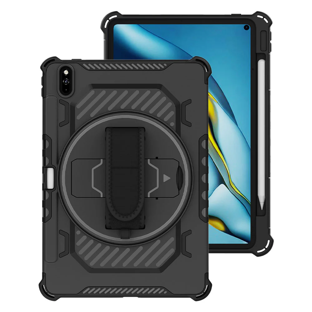 LGN-HW-MTPP-10.8 | Huawei MatePad Pro 10.8 (2021) MRR-W29 | 2 Layers Shockproof Rugged Case with Hand Strap and Kick-stand