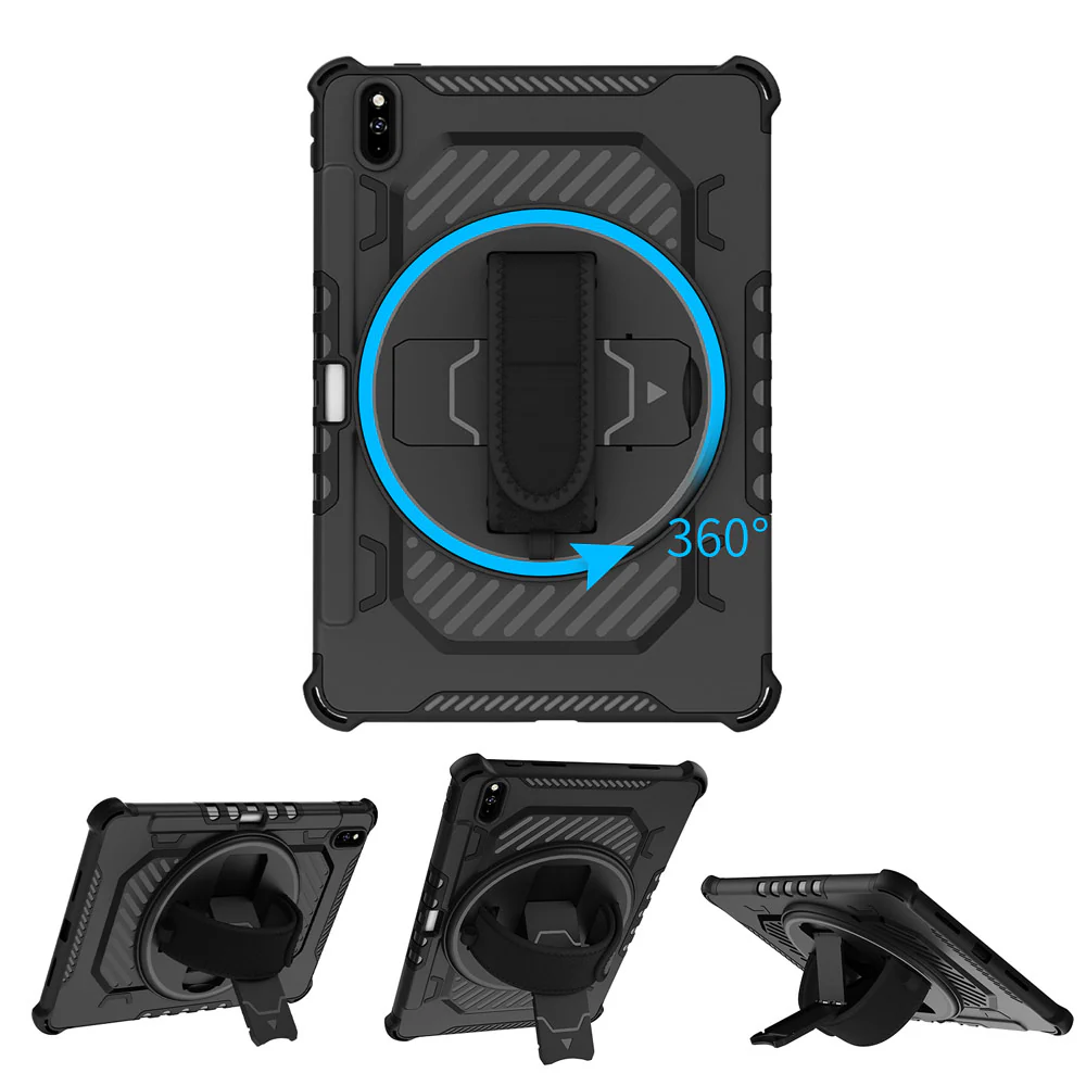 LGN-HW-MTPP-10.8 | Huawei MatePad Pro 10.8 (2021) MRR-W29 | 2 Layers Shockproof Rugged Case with Hand Strap and Kick-stand - Image 9