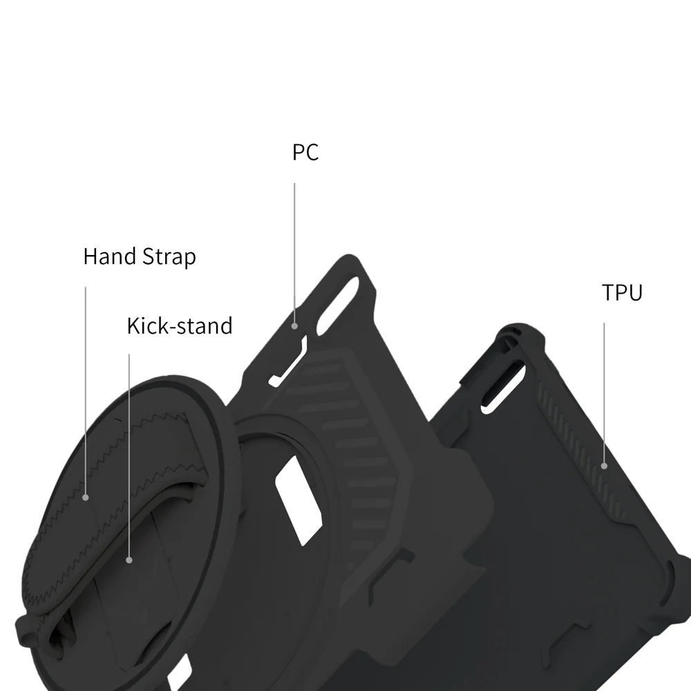 LGN-HW-MTP_DBY | Huawei MatePad 11 (2021) DBY-W09 | 2 Layers Shockproof Rugged Case with Hand Strap and Kick-stand - Image 9