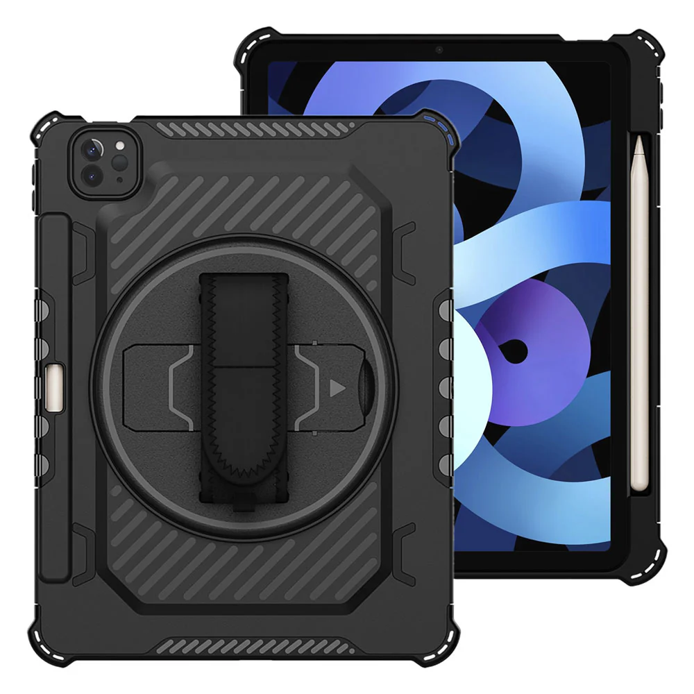 LGN-iPad-A4 | iPad Air 4 2020 / iPad Air 5 2022 | 2 Layers Shockproof Rugged Case with Hand Strap and Kick-stand