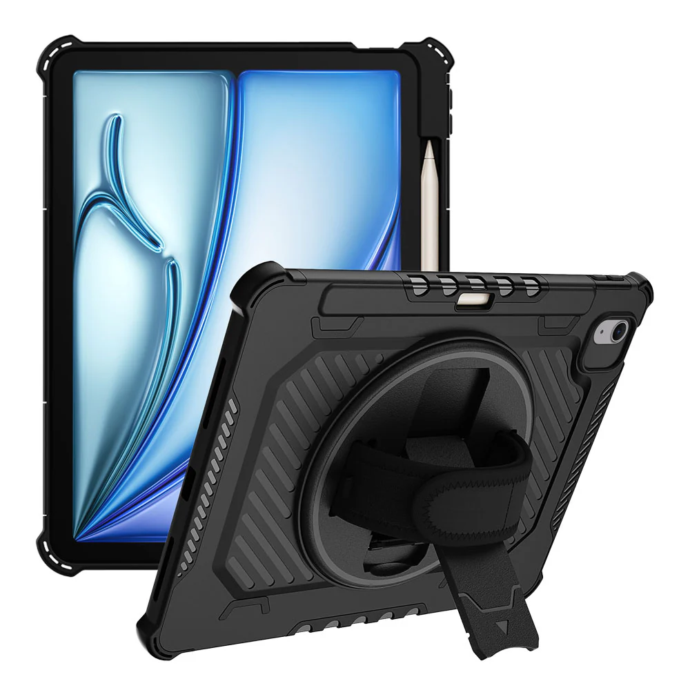 LGN-iPad-A5 | iPad Air 11 (M2) / (M3) / (M4) | 2 Layers Shockproof Rugged Case with Hand Strap and Kick-stand - Image 8