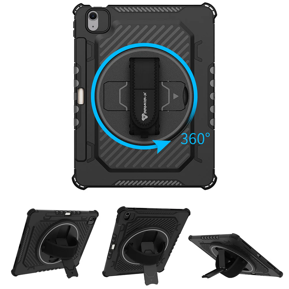 LGN-iPad-A5 | iPad Air 11 (M2) / (M3) / (M4) | 2 Layers Shockproof Rugged Case with Hand Strap and Kick-stand - Image 9