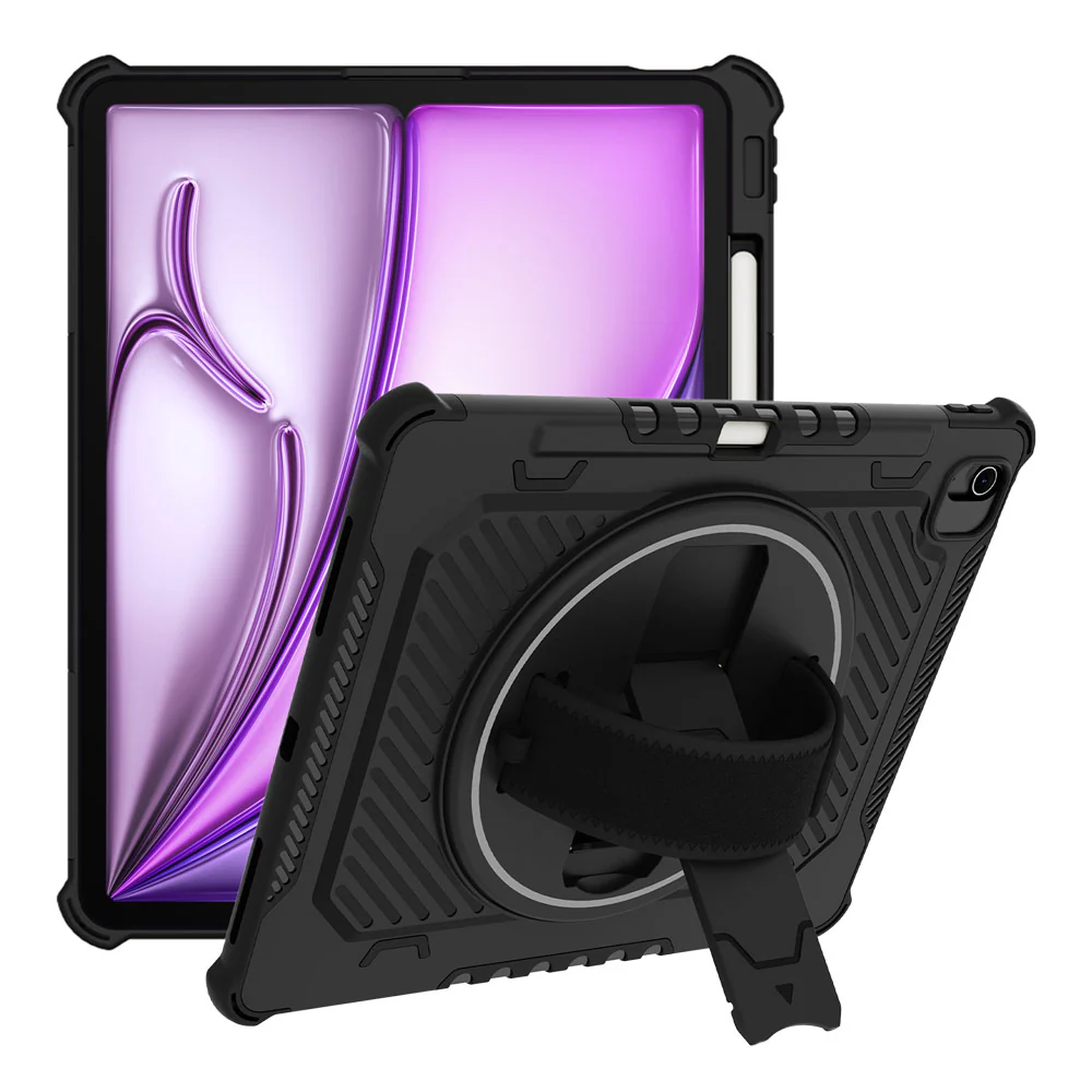 LGN-iPad-A6 | iPad Air 13 (M2) / (M3) / (M4) | 2 Layers Shockproof Rugged Case with Hand Strap and Kick-stand - Image 8