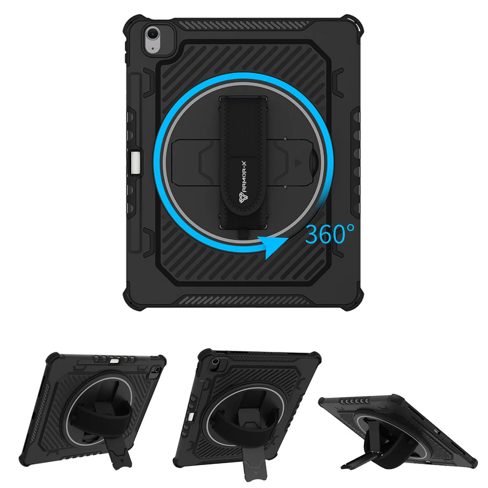 LGN-iPad-A6 | iPad Air 13 (M2) / (M3) / (M4) | 2 Layers Shockproof Rugged Case with Hand Strap and Kick-stand - Image 9