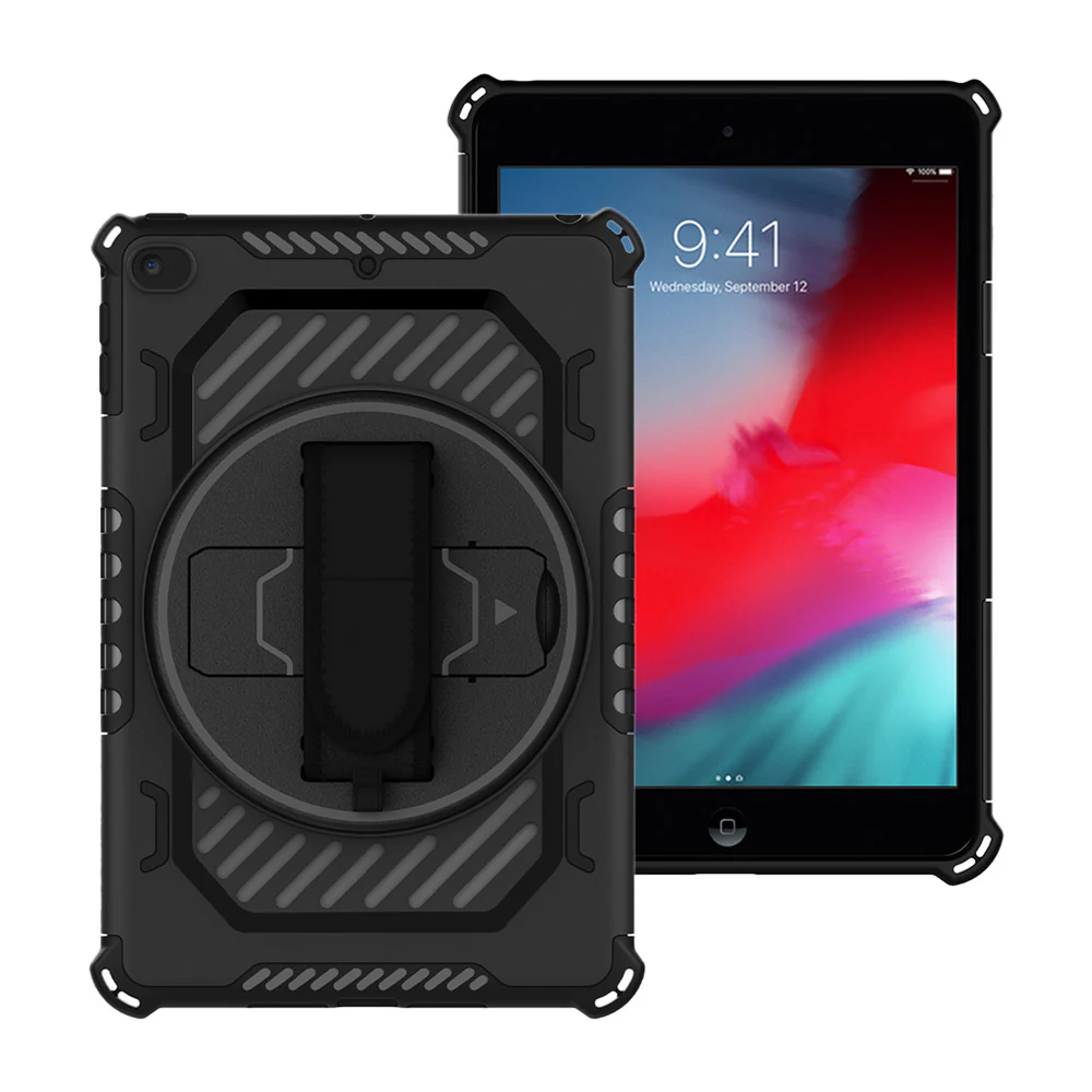 LGN-iPad-M54 | iPad mini 5 / mini 4 | 2 Layers Shockproof Rugged Case with Hand Strap and Kick-stand
