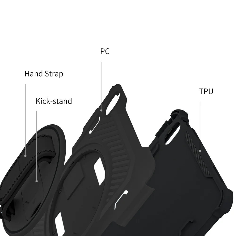 LGN-iPad-M6 | iPad mini (A17 Pro) | 2 Layers Shockproof Rugged Case with Hand Strap and Kick-stand - Image 10