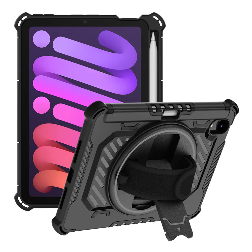 LGN-iPad-M6 | iPad mini (A17 Pro) | 2 Layers Shockproof Rugged Case with Hand Strap and Kick-stand - Image 8
