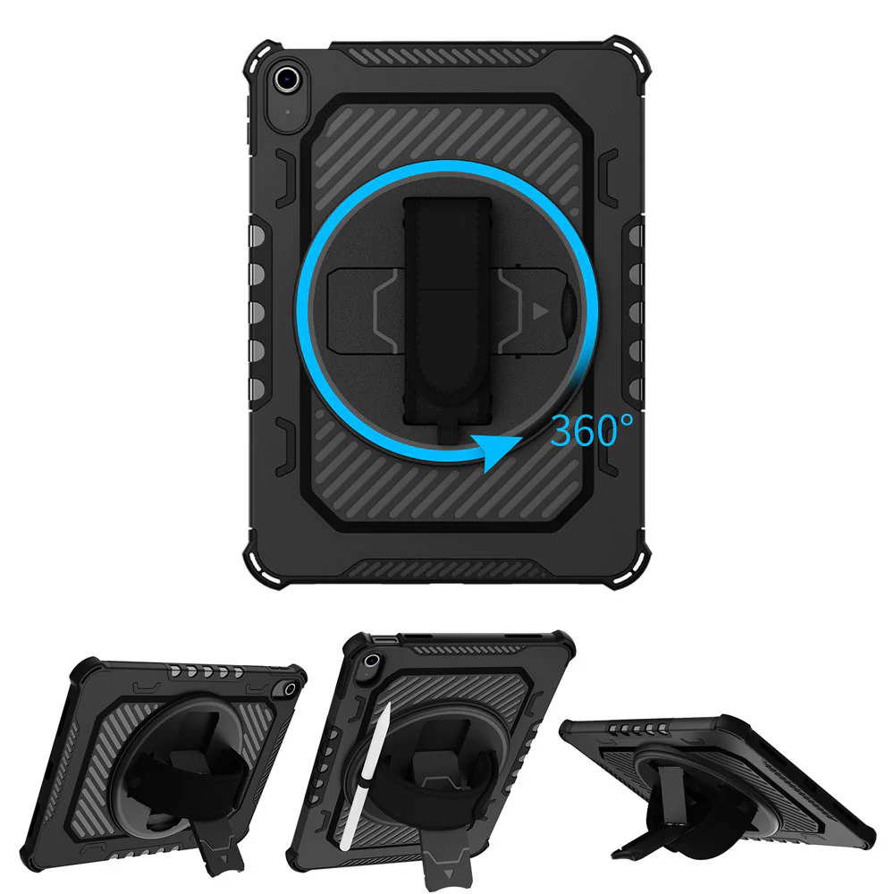 LGN-iPad-N5 | iPad 10.9 (10th Gen.) | 2 Layers Shockproof Rugged Case with Hand Strap and Kick-stand - Image 9