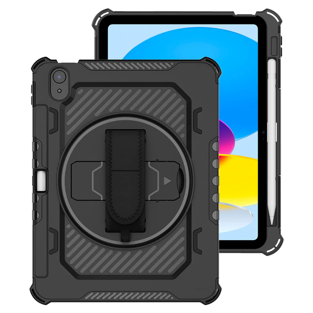 LGN-iPad-N5P | iPad 10.9 (10th Gen.) | 2 Layers Shockproof Rugged Case with Hand Strap and Kick-stand & Built in pen holder