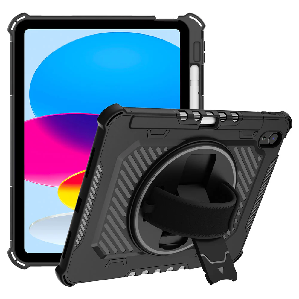 LGN-iPad-N5P | iPad 10.9 (10th Gen.) | 2 Layers Shockproof Rugged Case with Hand Strap and Kick-stand & Built in pen holder - Image 8
