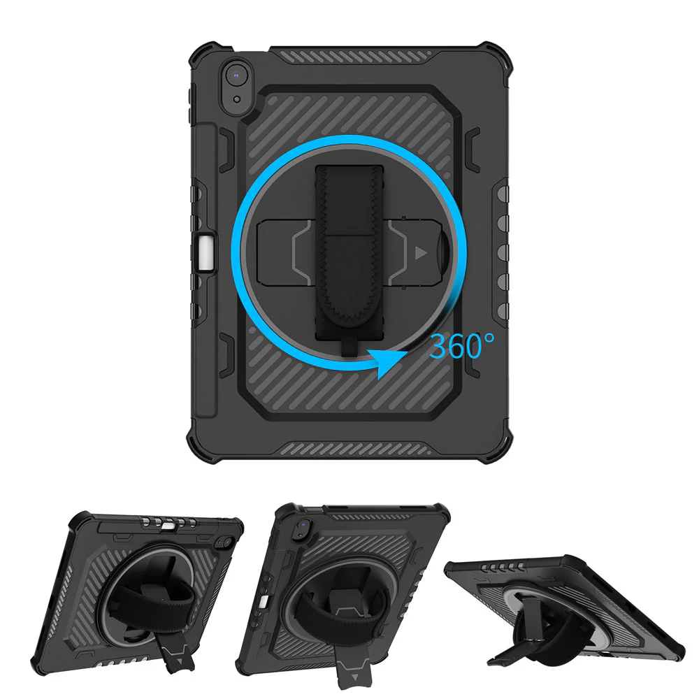 LGN-iPad-N5P | iPad 10.9 (10th Gen.) | 2 Layers Shockproof Rugged Case with Hand Strap and Kick-stand & Built in pen holder - Image 9