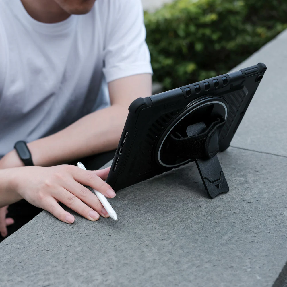 LGN-iPad-PR10 | iPad Pro 13 (M4) / (M5) | 2 Layers Shockproof Rugged Case with Hand Strap and Kick-stand - Image 2