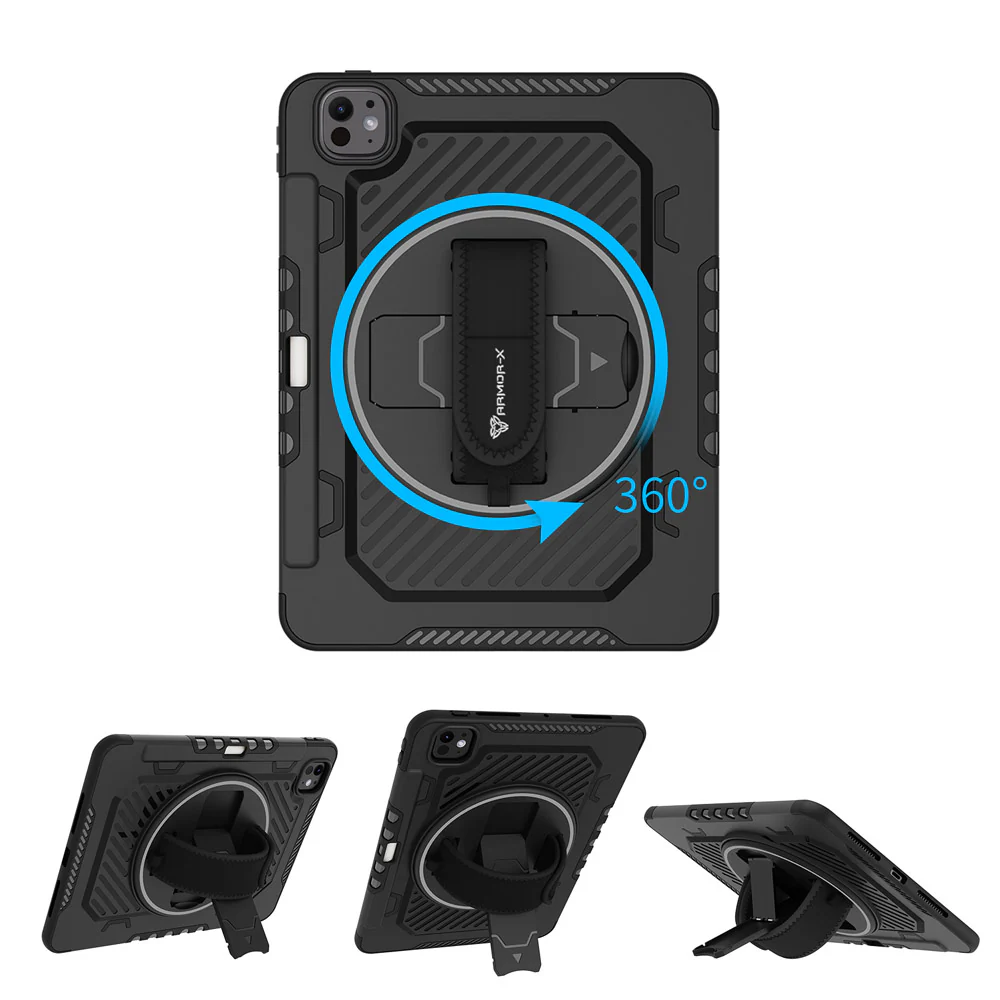 LGN-iPad-PR11 | iPad Pro 11 (M4) / (M5) | 2 Layers Shockproof Rugged Case with Hand Strap and Kick-stand - Image 8