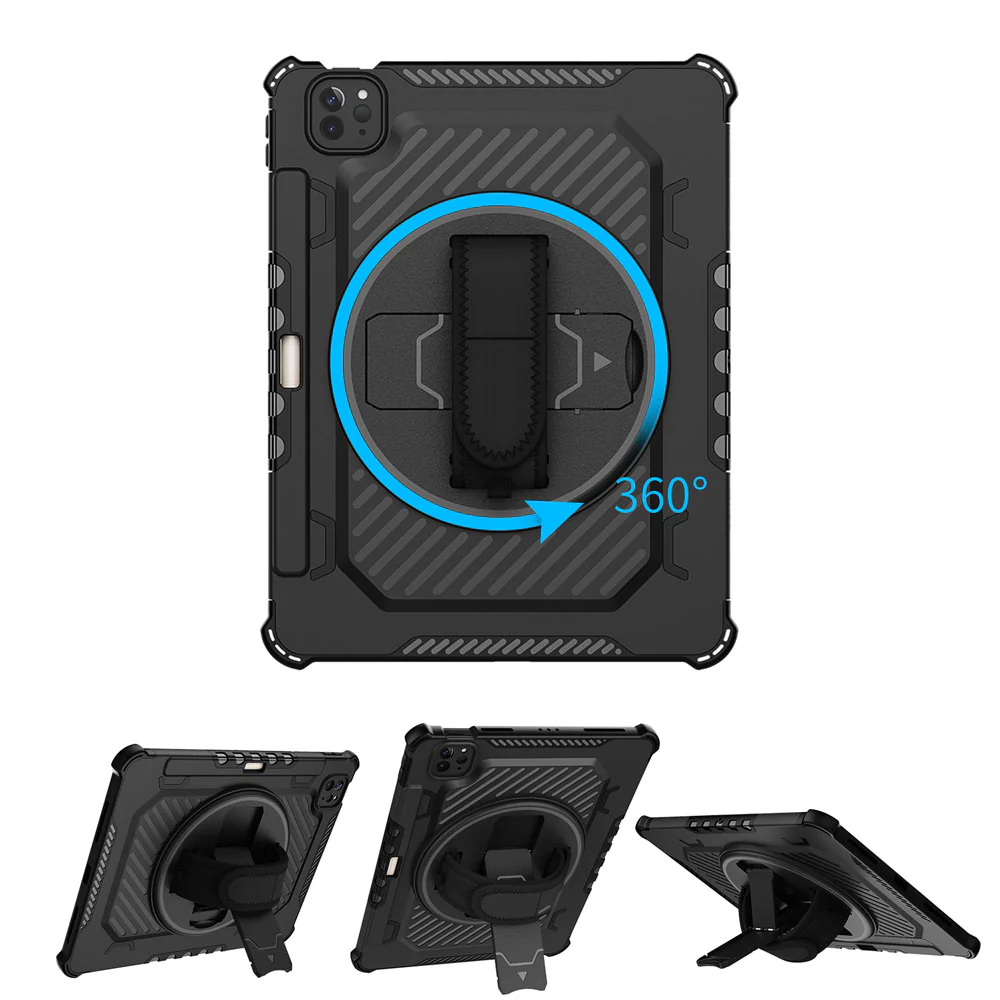 LGN-iPad-PR6 | iPad Pro 11 ( 1st / 2nd / 3rd / 4th Gen. ) 2018 / 2020 / 2021 / 2022 | 2 Layers Shockproof Rugged Case with Hand Strap and Kick-stand - Image 9