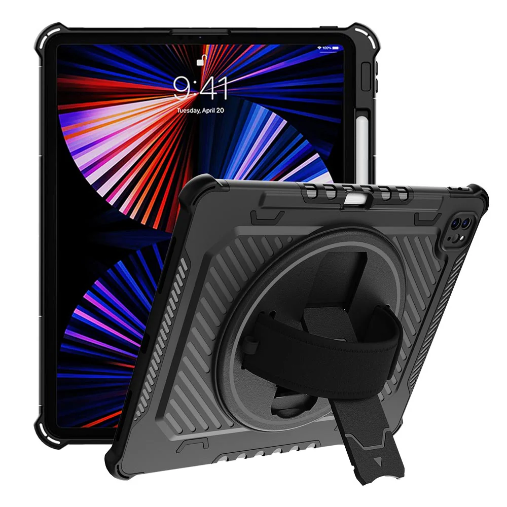 LGN-iPad-PR7 | iPad Pro 12.9 ( 3rd / 4th / 5th / 6th Gen. ) 2018 / 2020 / 2021 / 2022 | 2 Layers Shockproof Rugged Case with Hand Strap and Kick-stand - Image 8