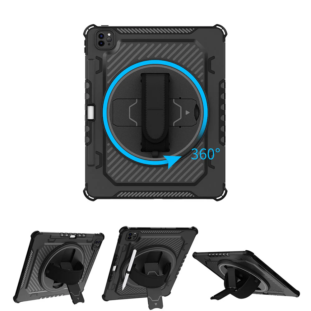LGN-iPad-PR7 | iPad Pro 12.9 ( 3rd / 4th / 5th / 6th Gen. ) 2018 / 2020 / 2021 / 2022 | 2 Layers Shockproof Rugged Case with Hand Strap and Kick-stand - Image 9