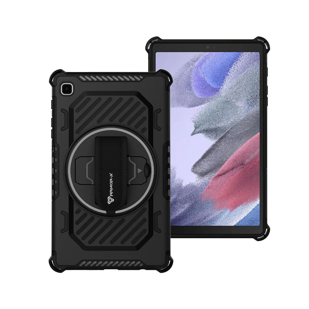 LGN-SS-T225 | Samsung Galaxy Tab A7 Lite SM-T225 / SM-T220 / SM-T225N / SM-T227U | 2 Layers Shockproof Rugged Case with Hand Strap and Kick-stand