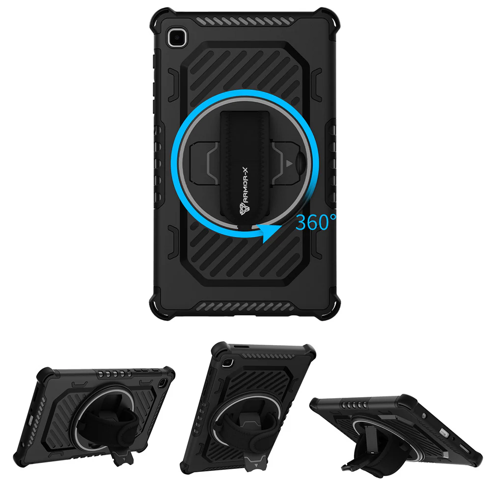 LGN-SS-T225 | Samsung Galaxy Tab A7 Lite SM-T225 / SM-T220 / SM-T225N / SM-T227U | 2 Layers Shockproof Rugged Case with Hand Strap and Kick-stand - Image 9
