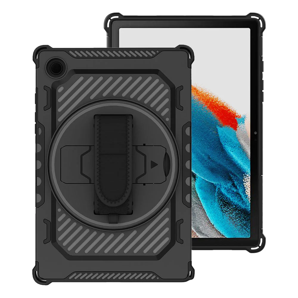 LGN-SS-X205 | Samsung Galaxy Tab A8 SM-X200 / X205 | 2 Layers Shockproof Rugged Case with Hand Strap and Kick-stand