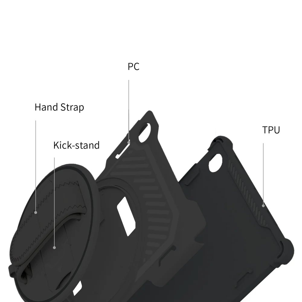 LGN-SS-X205 | Samsung Galaxy Tab A8 SM-X200 / X205 | 2 Layers Shockproof Rugged Case with Hand Strap and Kick-stand - Image 10