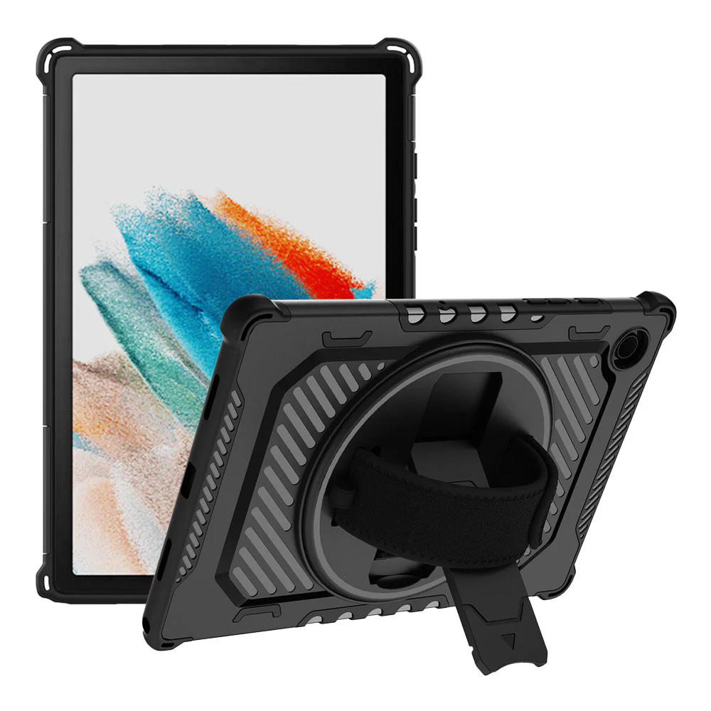 LGN-SS-X205 | Samsung Galaxy Tab A8 SM-X200 / X205 | 2 Layers Shockproof Rugged Case with Hand Strap and Kick-stand - Image 8