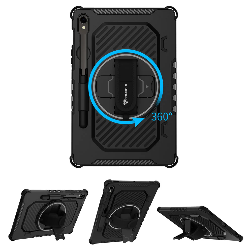 LGN-SS-X710 | Samsung Galaxy Tab S10 FE SM-X520 X526 X528 / S10 Lite SM-X400 X406 | 2 Layers Shockproof Rugged Case with Hand Strap and Kick-stand - Image 10