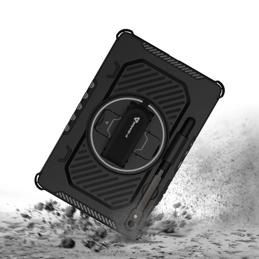 LGN-SS-X710 | Samsung Galaxy Tab S7 SM-T870 / SM-T875 / SM-T876B | 2 Layers Shockproof Rugged Case with Hand Strap and Kick-stand - Image 7