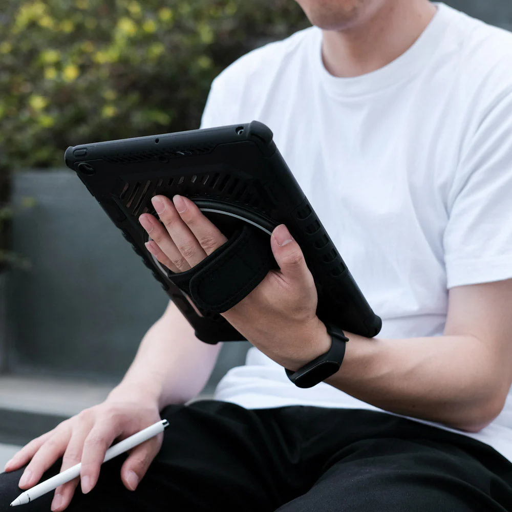 LGN-SS-X710 | Samsung Galaxy Tab S9 FE SM-X510 X516 X518 | 2 Layers Shockproof Rugged Case with Hand Strap and Kick-stand - Image 3