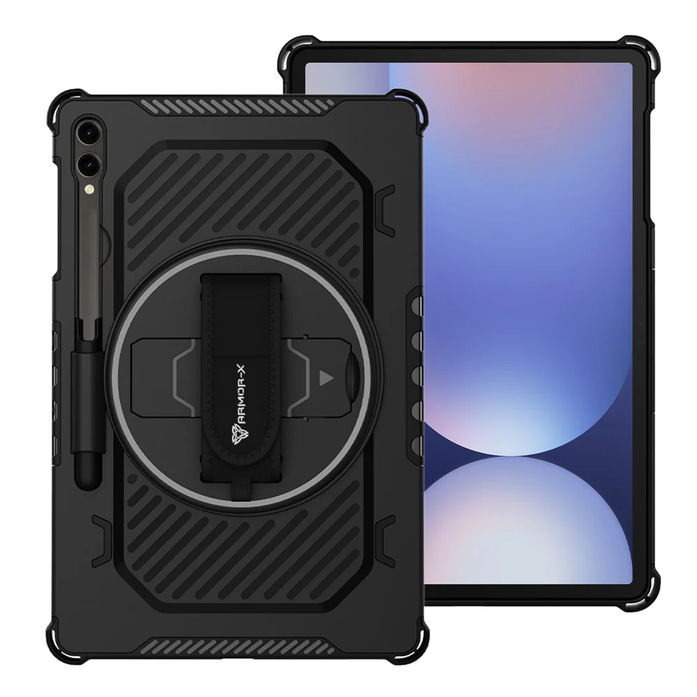 LGN-SS-X810 | Samsung Galaxy Tab S10+ S10 Plus SM-X820 / X826B | 2 Layers Shockproof Rugged Case with Hand Strap and Kick-stand