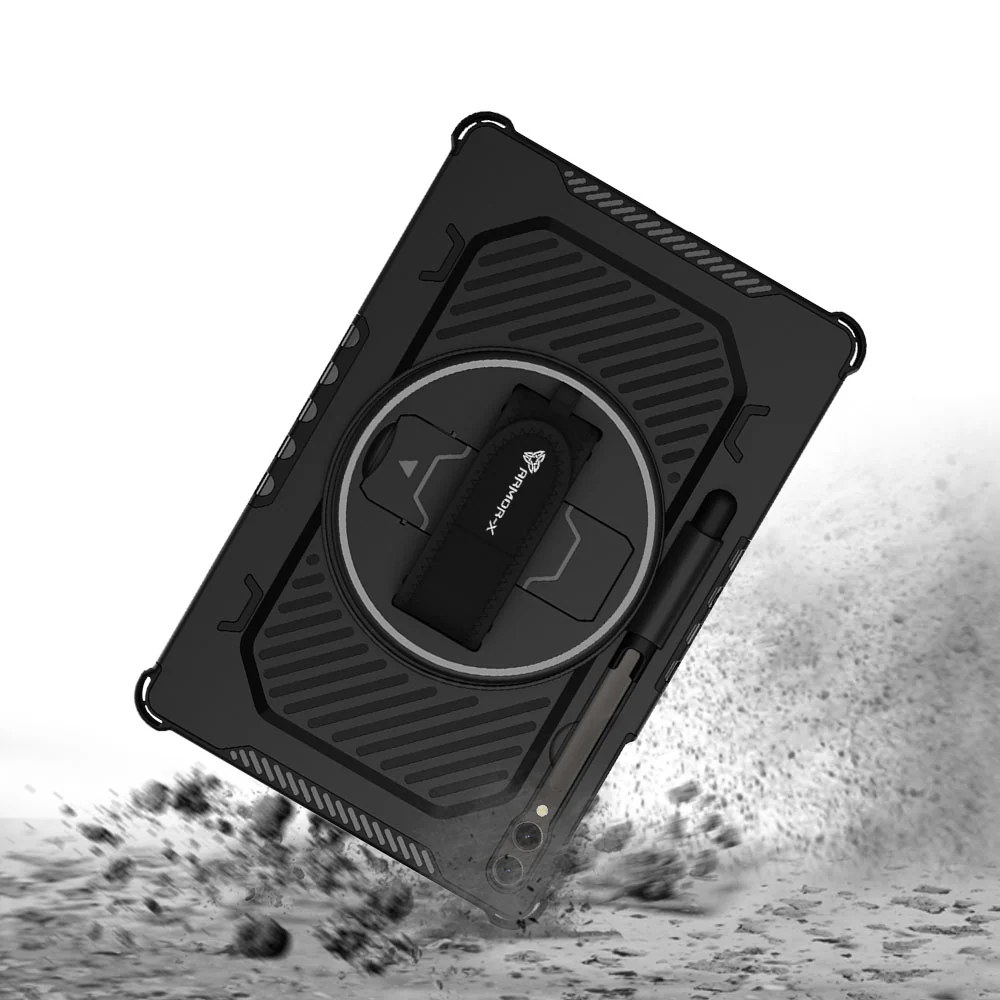 LGN-SS-X810 | Samsung Galaxy Tab S7 Plus S7+ SM-T970 / T975 / T976B | 2 Layers Shockproof Rugged Case with Hand Strap and Kick-stand - Image 7
